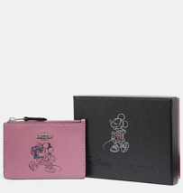 Coach X Disney Minnie Mouse Motif Mini Skinny ID Wallet Pink Gift BOX 37536B NWT - £53.24 GBP