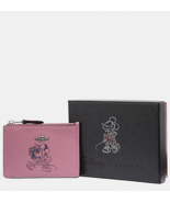 Coach X Disney Minnie Mouse Motif Mini Skinny ID Wallet Pink Gift BOX 37... - $67.32