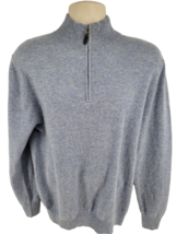 NEW Magaschoni 100% Cashmere Sweater Mens L Blue Heather 1/4 Quarter Zip - £85.93 GBP