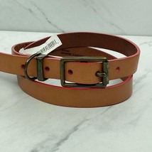 Gap Skinny Red Trimmed Brown Genuine Leather Belt Size Small S - £15.91 GBP