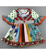 NEW Girls Boutique Multi-Print Short Sleeve Blue Ruffle Dress 3-4 5-6 6-... - £12.82 GBP