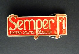 SEMPER FI US MARINES USMC MARINE CORPS PEWTER BELT BUCKLE 4.25 X 1.5 INCHES - £13.91 GBP