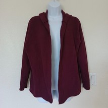 Soft &amp; Sexy American Eagle Cardigan Sweater Womens Sz XS Wine Waffle Knit Hooded - £18.65 GBP