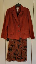 Womens Plus 18W? Studio 1 Orange/Brown Paisley Sleeveless Dress &amp; Blazer... - £22.89 GBP