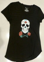 No Boundaries Skull Día de los Muertos Day of the Dead Shirt Top Small S Black - £15.73 GBP