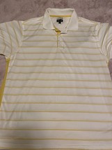 Adidas Clima Cool polo golf shirt Large stripped Yellow/white - £11.19 GBP