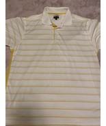 Adidas Clima Cool polo golf shirt Large stripped Yellow/white - £11.01 GBP