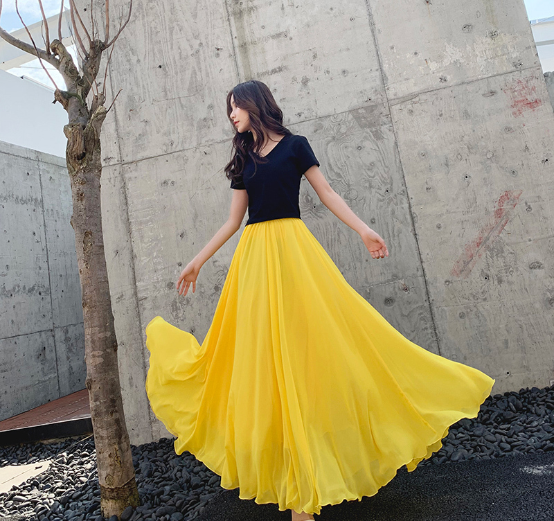 Yellow chiffon skirt 1
