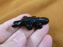 (Y-LIZ-UR-565) Black Onyx UROMASTYX LIZARD carving FIGURINE gemstone aga... - £11.20 GBP