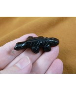 (Y-LIZ-UR-565) Black Onyx UROMASTYX LIZARD carving FIGURINE gemstone aga... - $14.01