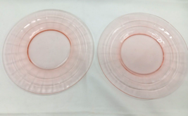 2 Anchor Hocking Pink Block Optic Depression Glass  Salad Plate 8&quot; - $10.62