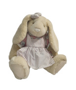 Vtg Commonwealth Plush Brown Bunny Rabbit Pink Striped Bow Dress Apron 1... - €19,20 EUR