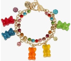 Betsey Johnson Multi Colored Gummy Bears And Rhinestones Charm Bracelet Nwt - £32.97 GBP