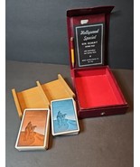 Vintage Hollywood Special Gin Rummy Double Card Set In Embossed Burgundy... - $31.83