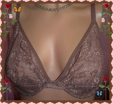 36DD Beige Cafe Brown Lace Body by Victorias Secret DEMI Plunge Unlined UW Bra  - £26.67 GBP