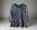 Rafaella Long Sleeved Dressy Peplum Lace Top Womens Size M Navy Blue Floral - £15.53 GBP
