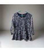 Rafaella Long Sleeved Dressy Peplum Lace Top Womens Size M Navy Blue Floral - £15.54 GBP