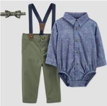 Carter&#39;s Just One You Baby Boys&#39; 3m Top &amp; Bottom Set With Bow-Tie - Gree... - $12.99
