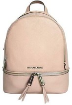 Michael Kors Rhea Zip Backpack Ballet Light Pink Venus Leather Travel Bagnwt - £170.13 GBP
