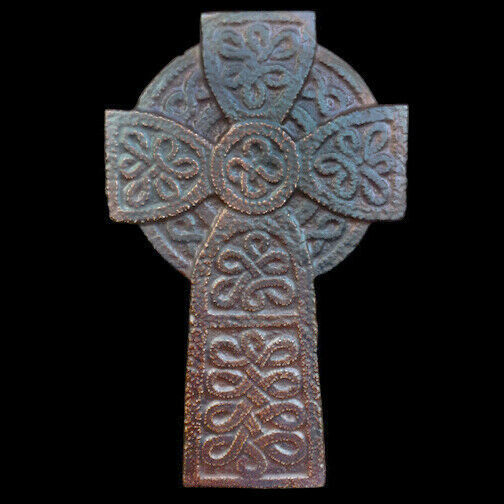 Celtic Cross sculpture plaque in Dark Bronze Finish - $19.79