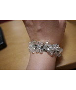 Vtg 30s Art Deco Aurora Borealis Glass Crystal Beads Flex Stretch Cuff B... - £29.09 GBP