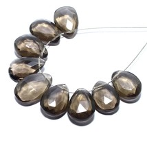 Natural Smoky Quartz Faceted Pear Beads Briolette Loose Gemstone Making ... - £4.76 GBP