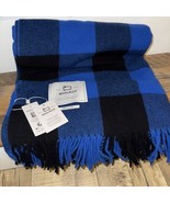WOOLRICH Blue Buffalo Check Plaid Wool Throw Blanket ~New~ - $65.00