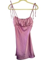 Forever 21 Pink Slip Dress Ruched Bust Tie Straps Barbiecore Party Club ... - £11.67 GBP