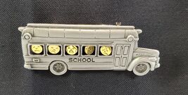 *B9) Vintage J&amp;J Silver Tone School Bus Pin Brooch Jewelry Window Faces ... - $14.84