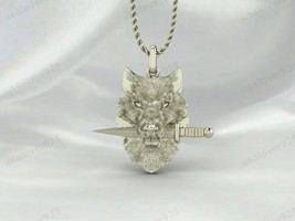 925 Silver Handmade Unique Antique Modern Wolf Head Pendent Necklace Jew... - $72.34 CAD+