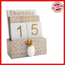 Compact Vintage Perpetual Calendar - Elegant Wooden Display for Any Work... - $534.94 MXN