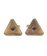 14k Yellow Gold Triangle Shape Cufflinks With A Black Star Sapphire Stone - £430.59 GBP