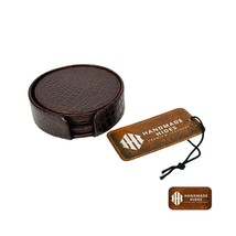 Leather Coaster Set with Crocodile Embossing, Handmade Leather Coasters,... - $1,884.93 MXN