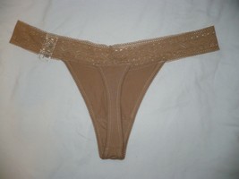 Flirtitude Women&#39;s Thong Panties Size X-Large Totally Tan Lace Waist Band NEW - £9.33 GBP