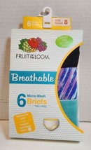 Girls 6 Pack Fruit of the Loom Breathable Micro-Mesh Briefs Panties Size 8 - $9.74