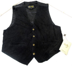 Scully Suede Leather Vest Satin Back Black Western Pockets Size Medium Men&#39;s - £34.84 GBP
