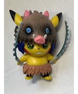 PIKACHU Cosplaying as Demon Slayer INOSUKE 4&quot; Tall Figurine New - $426.25 MXN