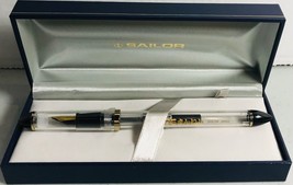 Sailor Clear & Gold and Black Trim Fountain Pen - F-2 Gold Nib -Japan - $89.05