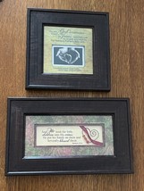 Lot of 2 Religious Sayings w Pictures in Shadow Box Wood Frames Under Gl... - $19.39