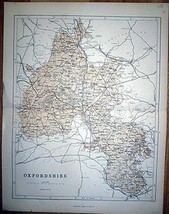 HUGHES c1868 Map of Oxfordshire Oxford England  - $26.60