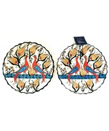 Nakkas Cini Blue and Red Peacock Salad Plates Handcrafted NWT Turkish 7.5&quot; - £25.63 GBP