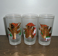 Vintage Culver Glassware Teddy Bear Christmas Tumblers Frosted 22K Set o... - $14.85