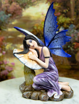 Ebros Purple Lavender Fairy Sleeping On Mushroom Stool Statue Garden Figurine - £31.96 GBP