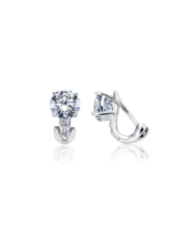 Authentic Crislu 1-Stone Pave Postless Clip Earrings in Platinum - £83.09 GBP