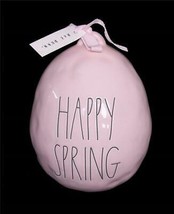 Rae Dunn Pink &quot;Happy Spring&quot; Large 8.5&quot; T X 6.5&quot; W Ceramic Egg Figurine Decor - £29.49 GBP
