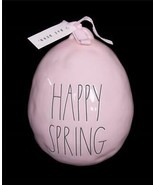 RAE DUNN Pink &quot;HAPPY SPRING&quot; Large 8.5&quot; T x 6.5&quot; W Ceramic Egg Figurine ... - $36.99