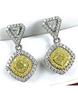 Pendientes de Gota 1.62 TCW Cojín Billón Diamante Amarillo 14k Oro Blanco - $6,984.27 CAD