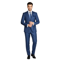 Men Suit By Renoir Window pane English Plaid Slim Fit Side Vents Fit 291-20 Blue image 5