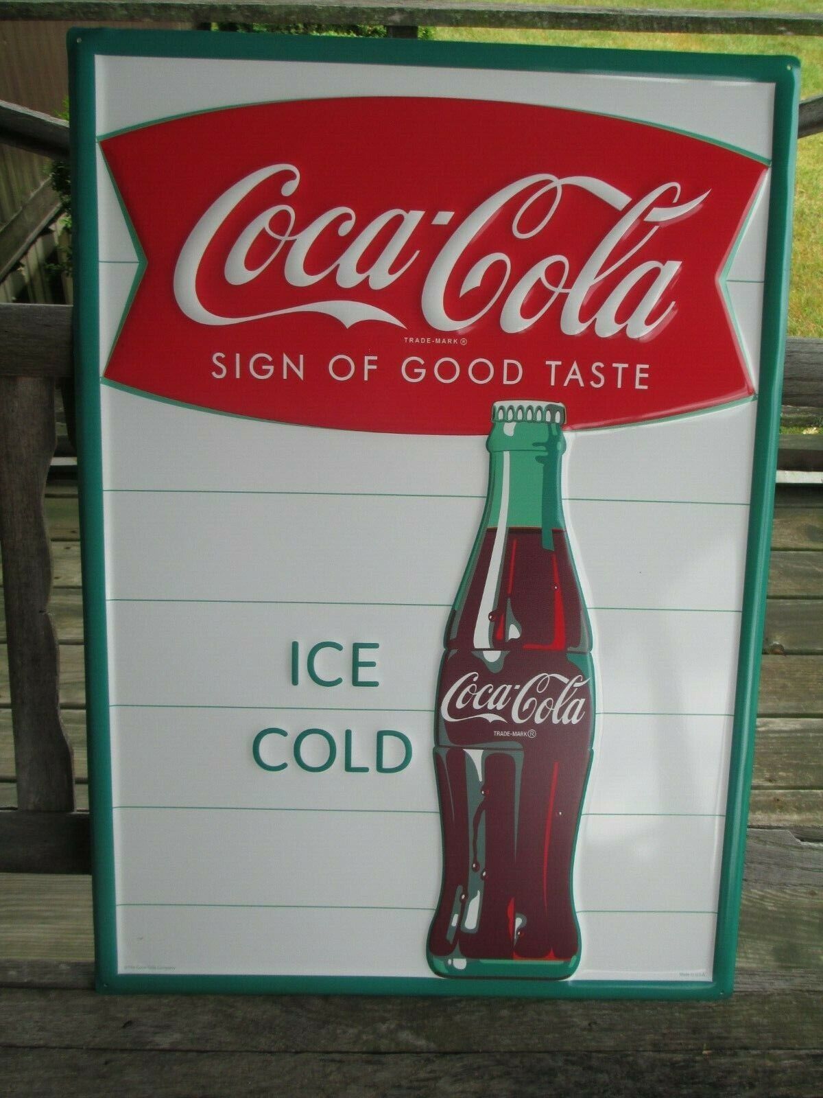 Primary image for Coca-Cola 24 Gauge Steel Vertical Sign Arciform and Contour Bottle - BRAND NEW