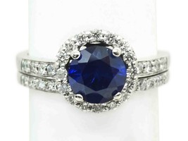 LeVian 1.70ct tw Tanzanite &amp; Diamond Double Band Ring 14k White Gold Size 7 - £2,157.85 GBP